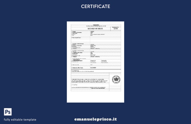 modello di certificato di nascita Australia Tasmania in stile verificato nel mod